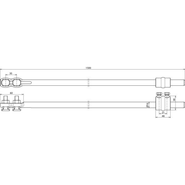 Earth entry rod Cu  -KIT- L 1500 mm, disconn. sleeve, KS screws image 2