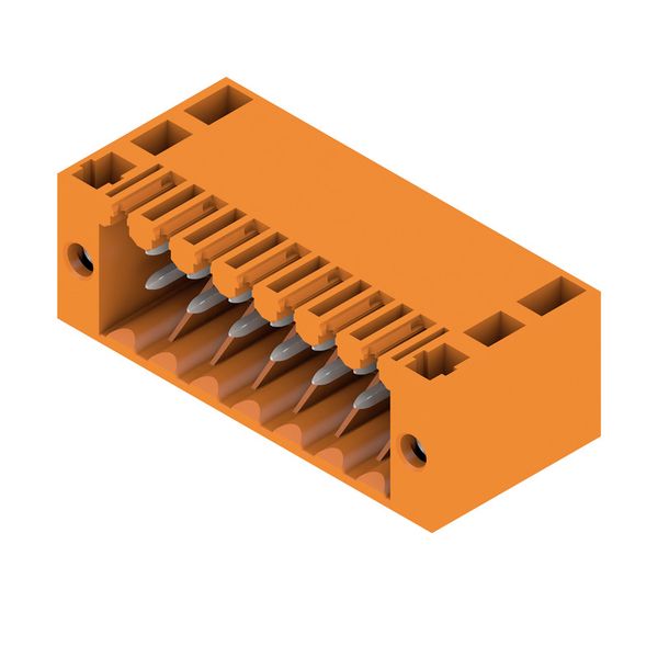 PCB plug-in connector, male header, Flange, THT solder connection, 3.50 mm, Number of poles: 14, 90°, Solder pin length (l): 3.5 mm, tinned, orange, Box image 2