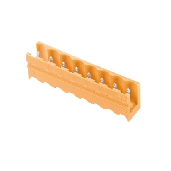 PCB plug-in connector, male header, open side, THT solder connection, 5.08 mm, Number of poles: 5, 180°, Solder pin length (l): 3.2 mm, tinned, orange, Box image 1