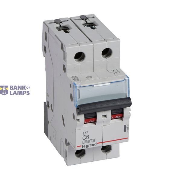 MCB TX³ 6000 - 2P - 230/400 V~ - 6 A - C curve - prong/fork type supply busbars image 2