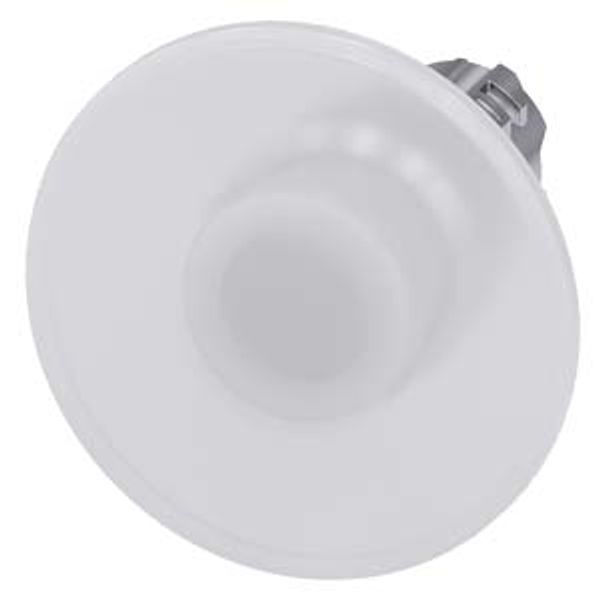 Mushroom pushbutton, illuminated, 22 mm, round, metal, high gloss, white, 60 mm image 1
