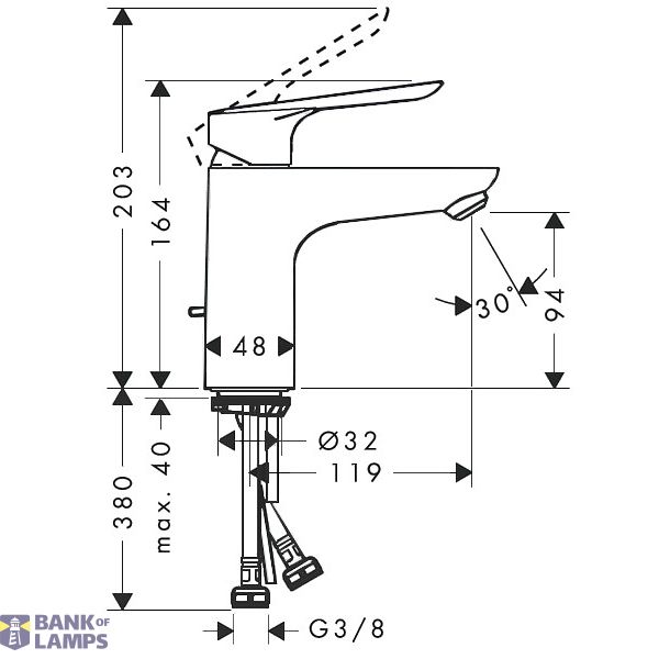 Logis E 100 sink mixer, with pop-up, chrome image 1