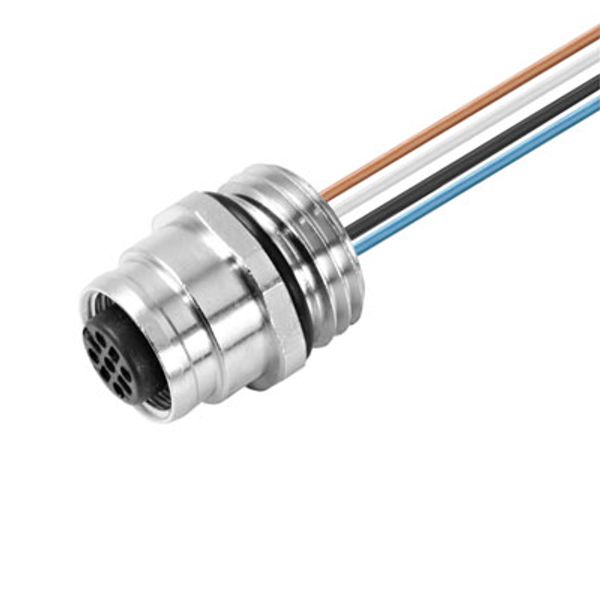 Built-in plugs, M12, Female socket, straight, Mounting thread: M 16 x 1.5, Number of poles: 5, Strand / cable length: 0.5 m, Front mounting image 2
