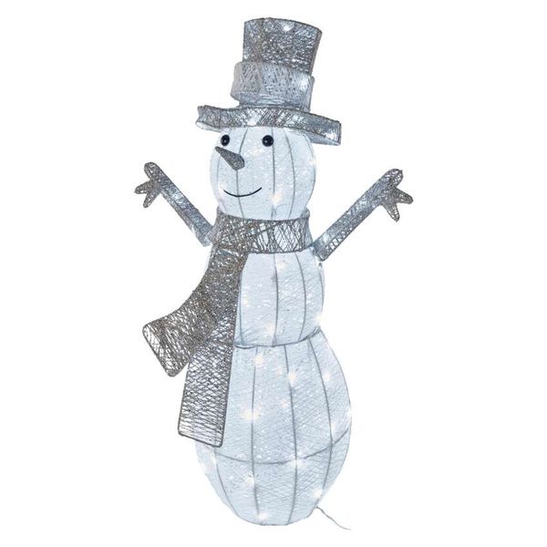 LED Christmas snowman, rattan, 82 cm, indoor and outdoor, cool white, timer image 1