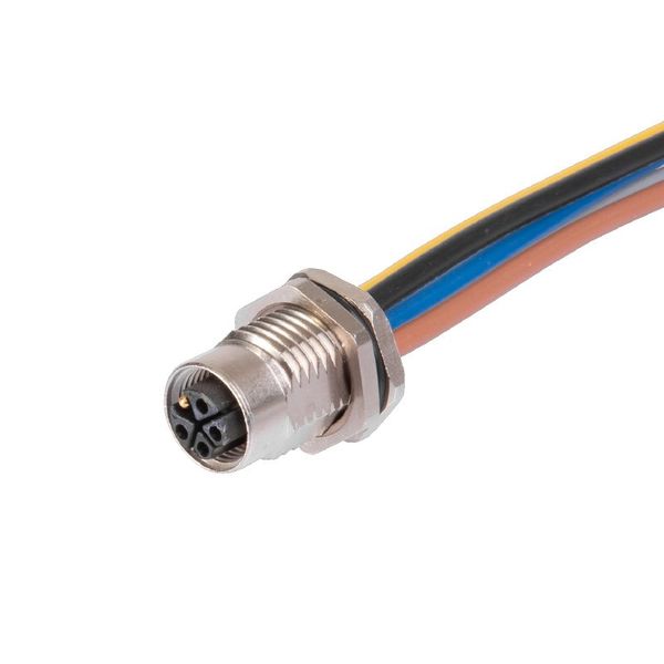 Built-in plugs, M12, Female socket, straight, Mounting thread: M 16 x 1.5, Number of poles: 5, Strand / cable length: 0.2 m, Rear panel mounting image 1