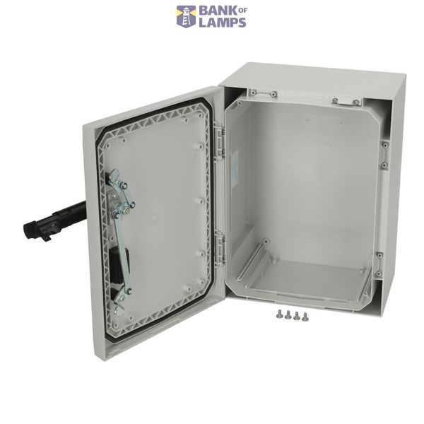 Polycarbonate enclosure, 400x300x210mm, fitted with Mounting plate image 1