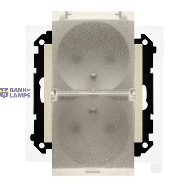 Double plug socket for the IP44 version - with a gasket - transparent flap, module, 16A, quick connection, champagne matt image 1