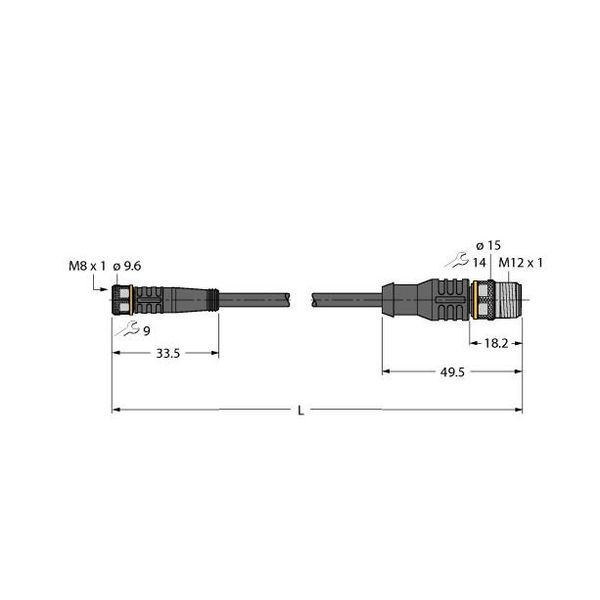 Actuator and Sensor Cable, PUR Extension Cable   PKG3M-6-RSC4T/TXL image 2