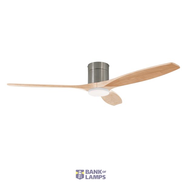 Fan Stem Evo ø1220mm Tube Satin Nickel with Light Wood Blades Light wood LED 2875 SW 3000-4000-5000K ON-OFF image 1