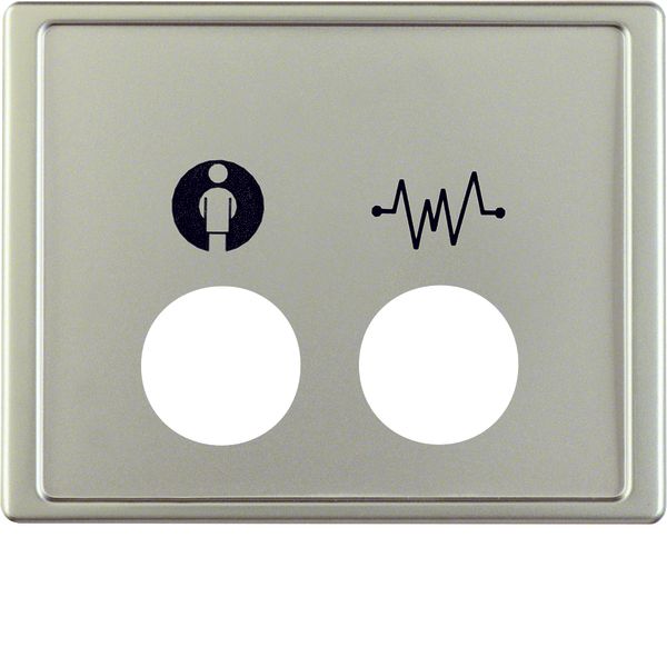 Centre plate 2 plug-in openings+imprinted symb., f.call, arsys steel m image 1