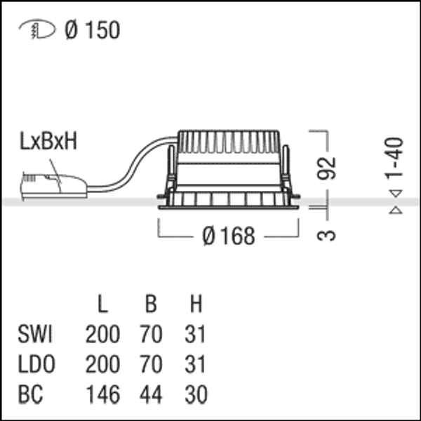 PANOS R R150 2k-830 LDO H SPC WH - LED ceiling-recessed luminaire image 4