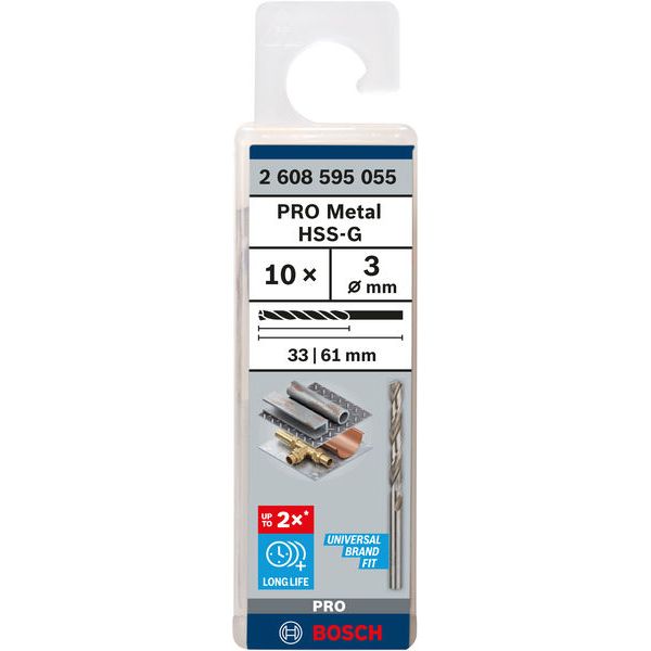 Metal drill bits HSS-G, DIN 338 3 x 33 x 61 mm 10 pcs. image 1