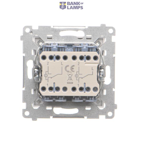 Double intermediate switch illuminated without pictogram, (module), Simon 24, IP20, 10AX, white image 2