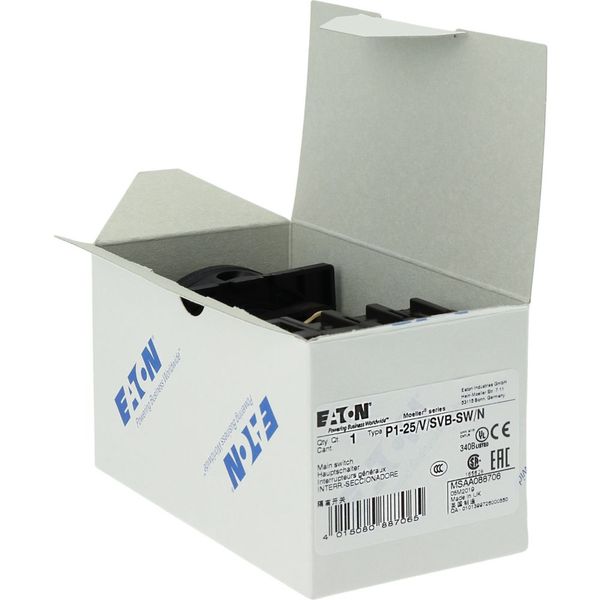 P1-25/V/SVB-SW/N Main switch, P1, 25 A, rear mounting, 3 pole + N, STOP function, With black rotary handle and locking ring, Lockable in the 0 (Off) position image 25
