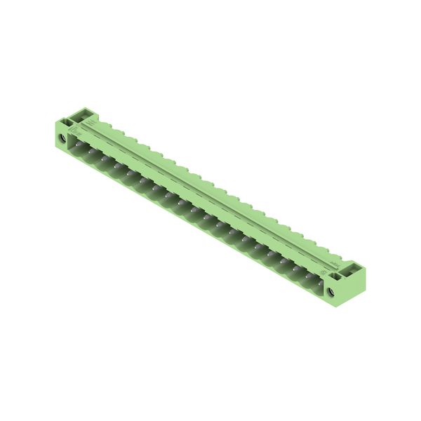 PCB plug-in connector, male header, Flange, THT solder connection, 5.08 mm, Number of poles: 20, 90°, Solder pin length (l): 3.2 mm, tinned, Pale green, Box image 2