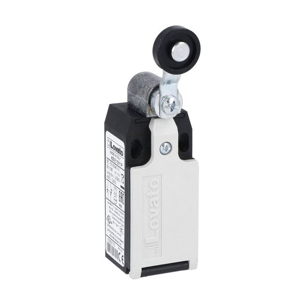 Limit switch, K series, roller lever plunger, 1 bottom cable entry. Dimensions to EN 50047, plastic body, contacts 2NC snap action. Plastic roller image 1