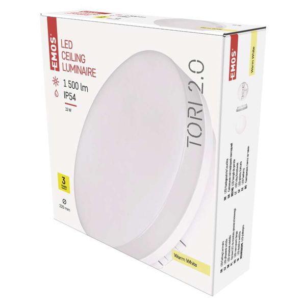 LED Ceiling lamp TORI, round 15W warm white IP54 image 1