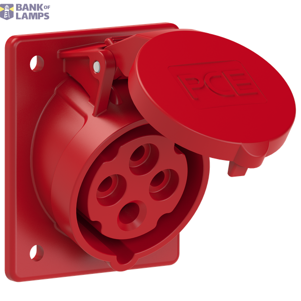 Angled panel socket 16A 4P 400V 6h IP44 image 1
