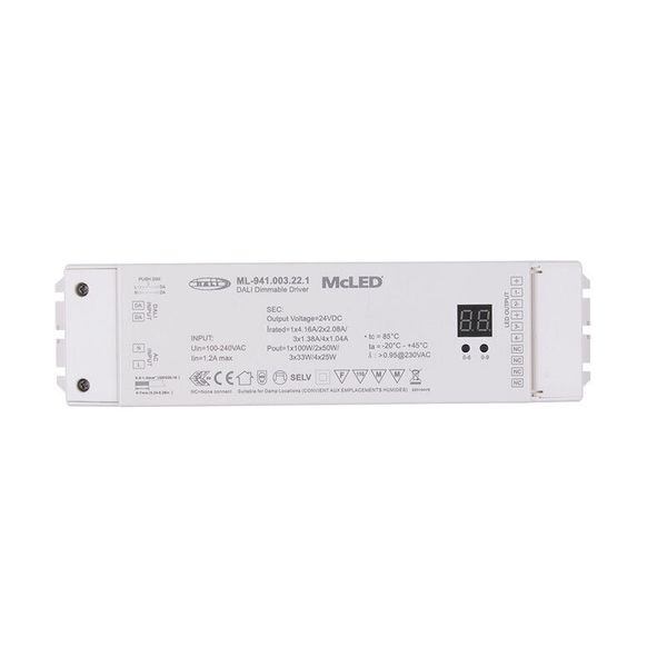 Power supply 100W, DC24V/4.1A, IP20, DALI control and button image 1