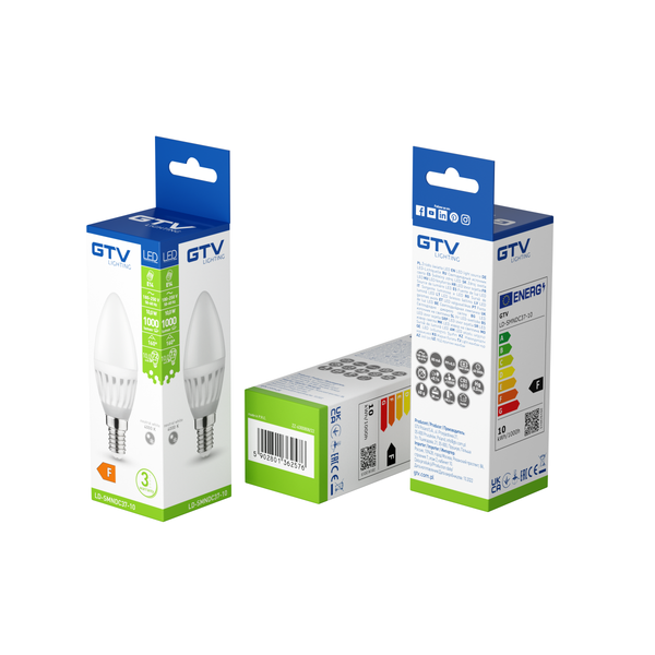 LED Bulb E14, C37, 10 W, 1000 lm, 4000K, AC180-250V, 160°, CERAMIC image 3