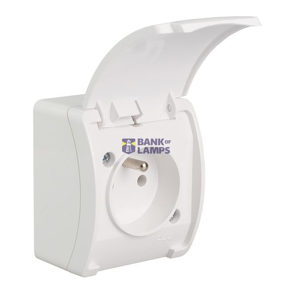 VG-1 Koala Single Socket with earthing contact (2P+Z) surface mounted IP44 white with white flap VG 161-01 image 1