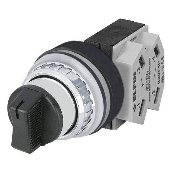 Knob selector switch, black, 3-position, Cam S, N.O.+N.C. image 1