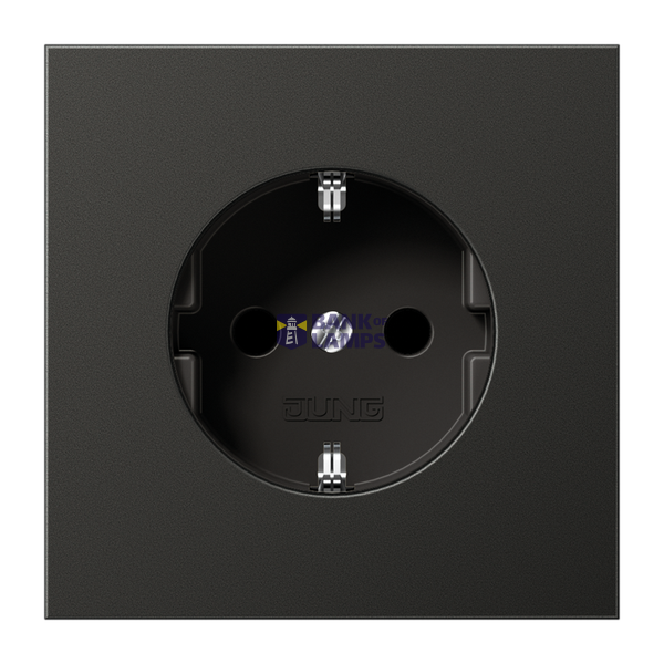 SCHUKO socket, 16 A 250 V ~, painted aluminum, LS series, anthracite image 1