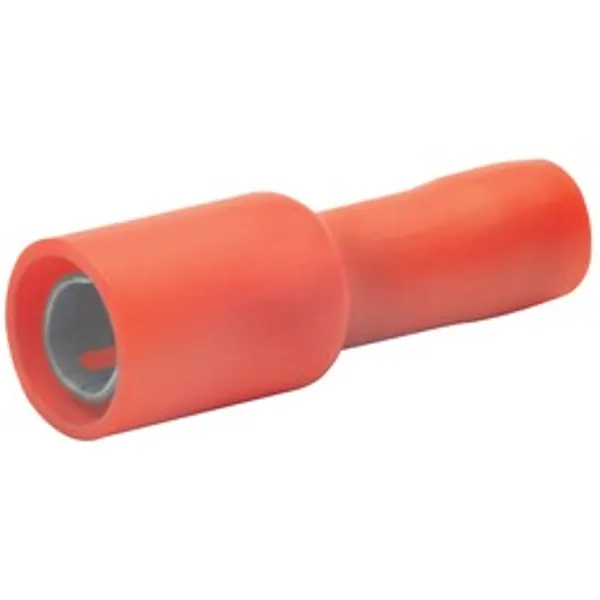 Insulated round plug sleeve, 4 mm, 0.5 to 1.0 mm², AWG 20 to 18, bronze, tin-plated, red, 920 image 1