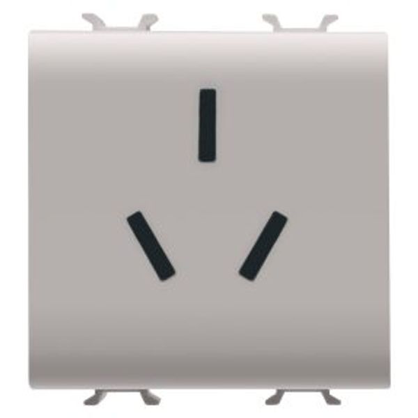 CHINESE STANDARD SOCKET-OUTLET 250V ac - 2P+E 16A - 2 MODULES - NATURAL SATIN BEIGE - CHORUSMART image 1