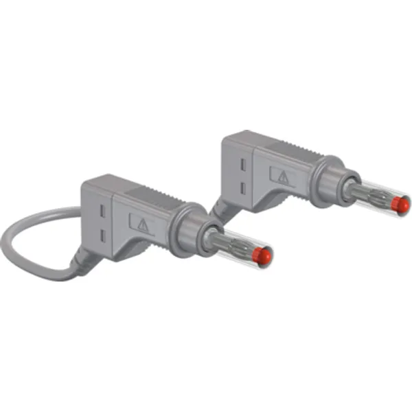 Measuring lead with (4 mm plug, spring-loaded, straight) to (4 mm plug, spring-loaded, straight), 500 mm, gray, silicone, 2.5 mm², CAT II, 66.9408-05028 image 1