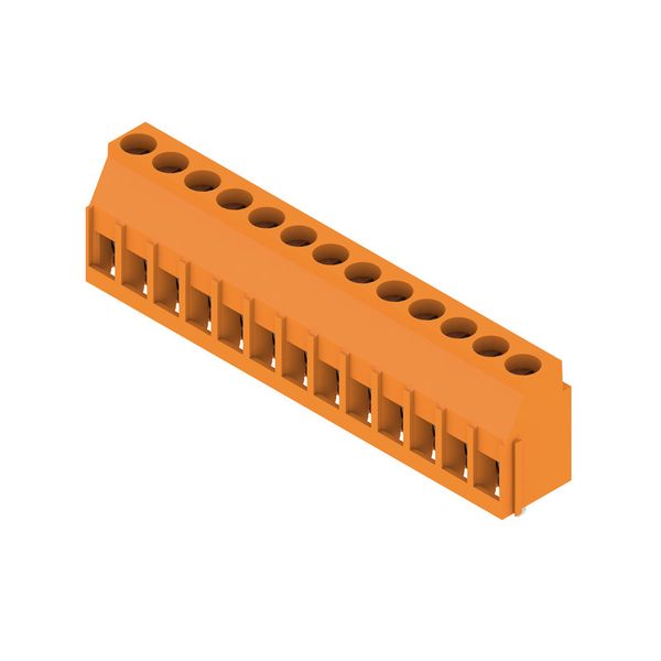 Printed circuit board terminals, 5.00 mm, Number of poles: 13, 90°, Solder pin length (l): 3.2 mm, tinned, orange, Clamping yoke connection, Clamping range, max. : 6 mm², Box image 2