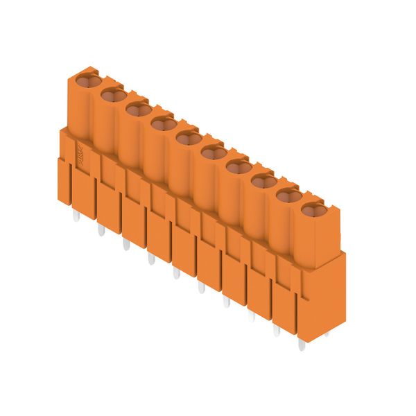 PCB plug-in connector, female header, closed side, THT solder connection, 5.08 mm, Number of poles: 10, 180°, Solder pin length (l): 3.2 mm, tinned, orange, Box image 4