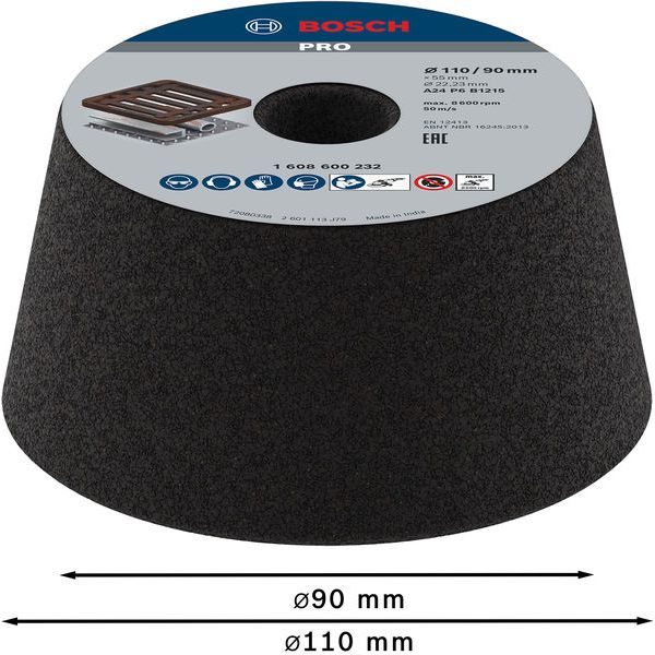 Conical cup wheel – Metal/cast iron 90 mm, 110 mm, 55 mm, 24 image 1