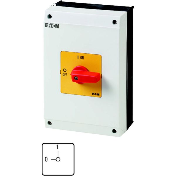 P3-63/I4-RT On-Off switch, P3, 63 A, surface mounting, 3 pole, Emergency switching off function, with red thumb grip and yellow front plate image 5