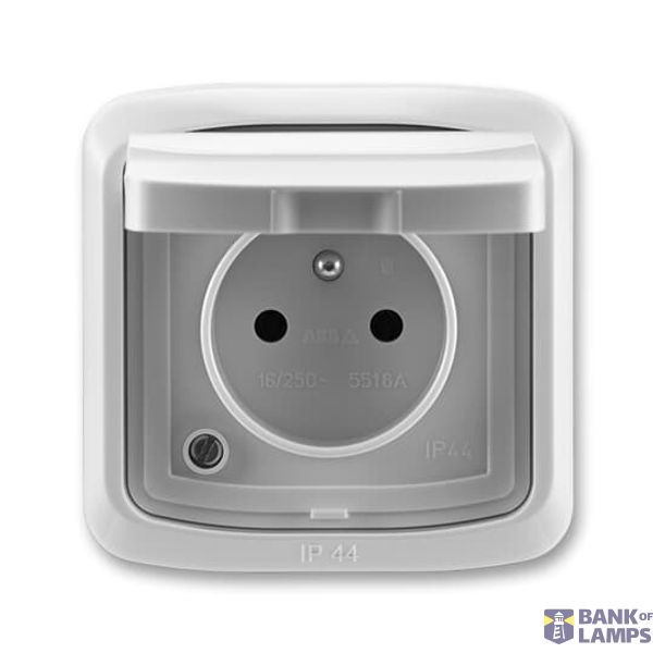 5518A-2999 S Socket single. with shutters, lid, frame, with claws, IP44 image 1