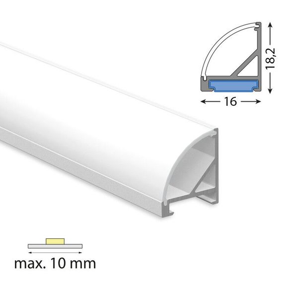 Corner aluminum profile RC 18x16 mm including White diffuser 2 m image 1