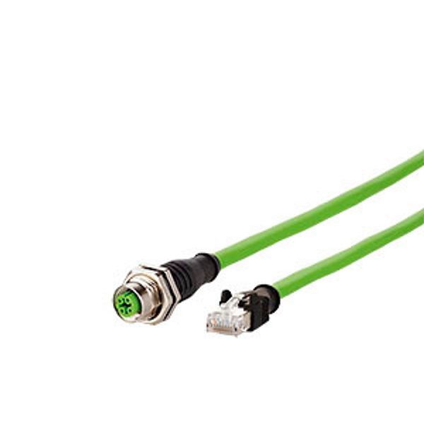 M12 Industrial Ethernet cable, D-coded, 0.3 m, M12 jack straight - RJ4 image 3