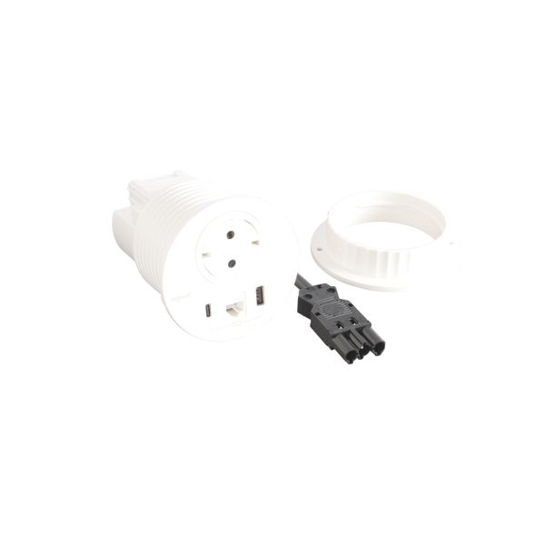 DISQ 80 1 SOCKET SCH + USB A+C + RJ45 CAT6 UTP WHITE WIELAND CORD 0,5M image 1