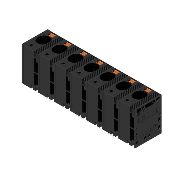 Printed circuit board terminals, 15.00 mm, Number of poles: 7, 180°, Solder pin length (l): 5 mm, black, PUSH IN without actuator, Clamping range, max. : 16 mm², Box image 4