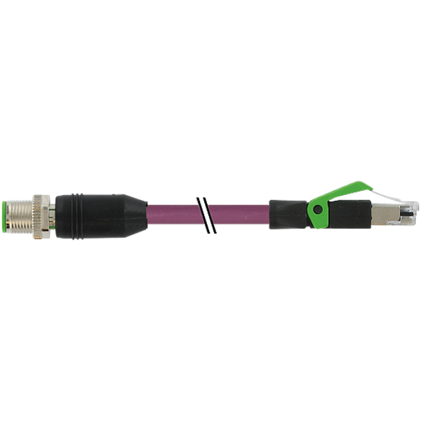 M12 male 0° D-cod. / RJ45 male 0° shielded PUR 1x4xAWG22  25.0 m image 1