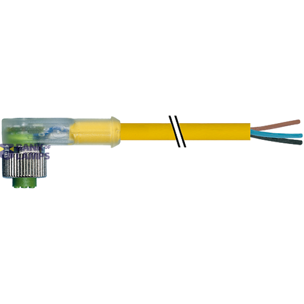 M12 female 90° A-cod. with cable LED PUR 4x0.34 ye 8.5m image 1