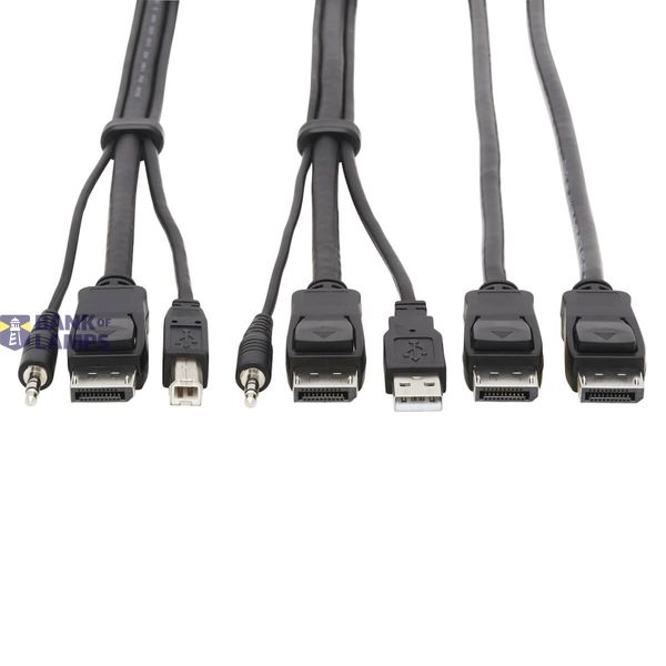 Dual DisplayPort KVM Cable Kit - DP, USB, 3.5 mm Audio (3xM/3xM) + DP (M/M), 4K, 4:4:4, 6 ft. (1.83 m), Black image 1