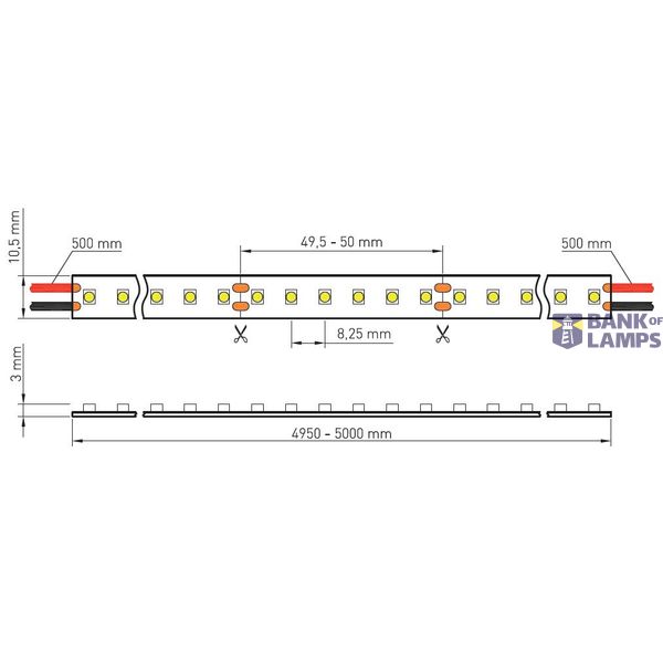 FS 48, WW, Ra=90+, 11,W/m, 950lm/m, 24VDC, IP44, l=5m image 3