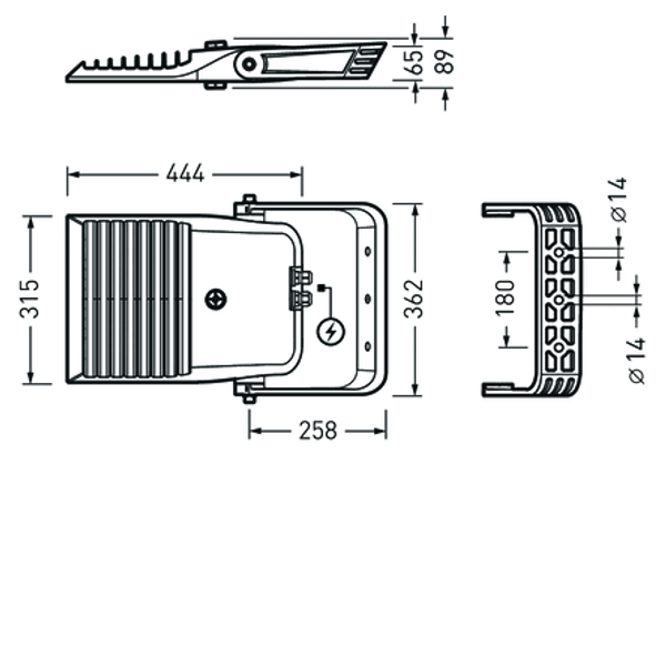 Floodlight / Projectors Lumena Plus 40 CLO (normal) Lens Grey ET 158W 15000lm 70 asymmetric wide (AB7L) IP66 IK09 5 SDCM image 1