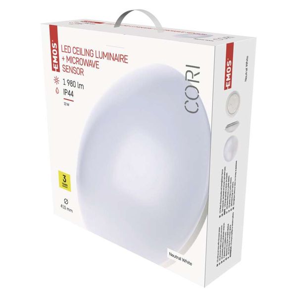 LED Ceiling lamp Cori, round 22W neutral white + mot. sensor image 1