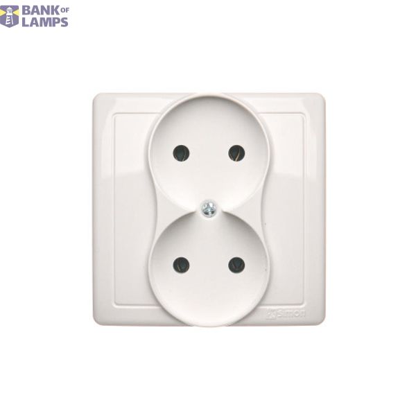 Double socket outlet without earthing, white, 16A image 1