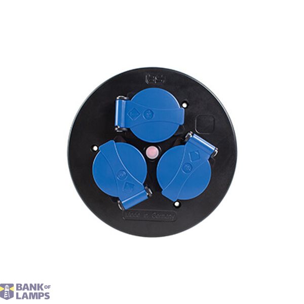 3way Socket outlet IP54 german version with blue cover without child protection image 1