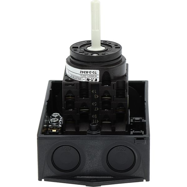 T0-3-8342/I1/SVB Main switch, T0, 20 A, surface mounting, 3 contact unit(s), 6 pole, Emergency switching off function, With red rotary handle and yellow locking ring, image 21
