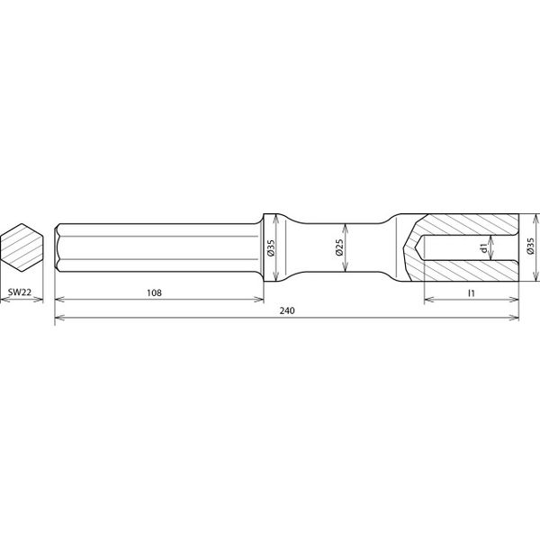 Hammer insert for earth rods D 20mm L 240mm for Atlas Copco width acro image 2