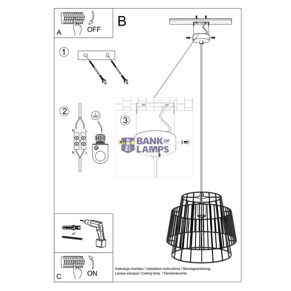 HANGING LAMP GATE WHITE E27 1X60W IP20 image 6